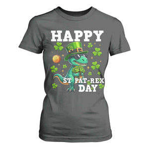 Happy St Pat Rex Day T Shirt For Women St Patricks Day Dino Lover TS12 Dark Heather Print Your Wear