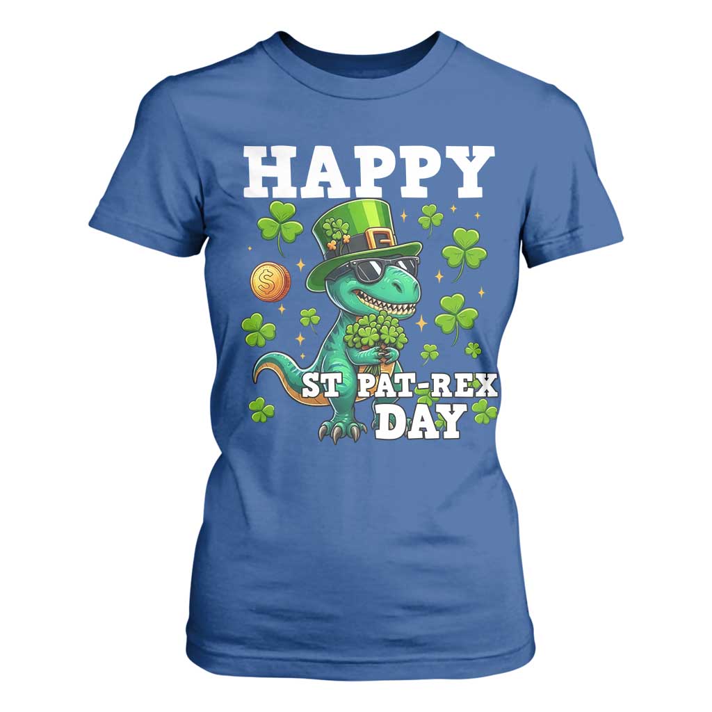 Happy St Pat Rex Day T Shirt For Women St Patricks Day Dino Lover TS12 Royal Blue Print Your Wear