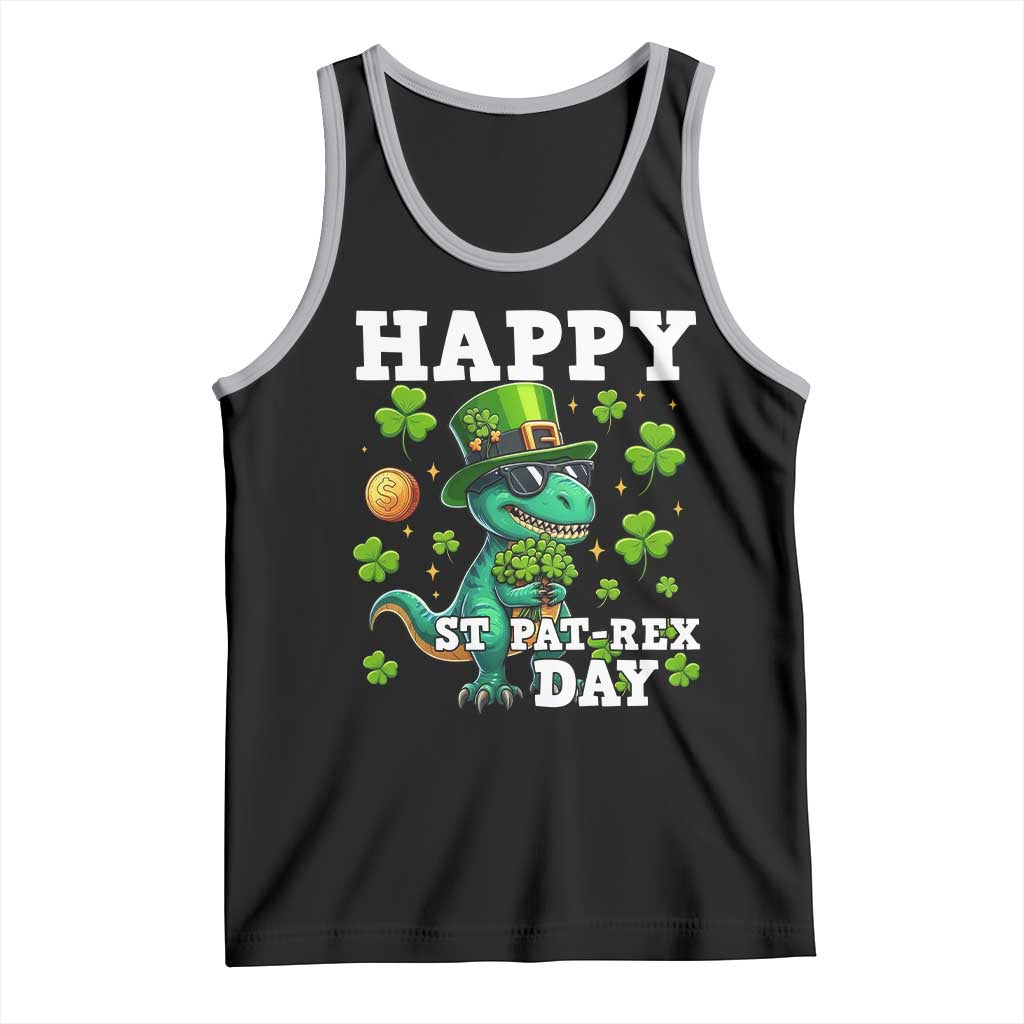 Happy St Pat Rex Day Tank Top St Patricks Day Dino Lover TS12 Black Athletic Heather Print Your Wear