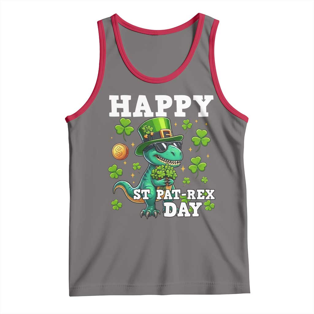 Happy St Pat Rex Day Tank Top St Patricks Day Dino Lover TS12 Deep Heather Red Print Your Wear