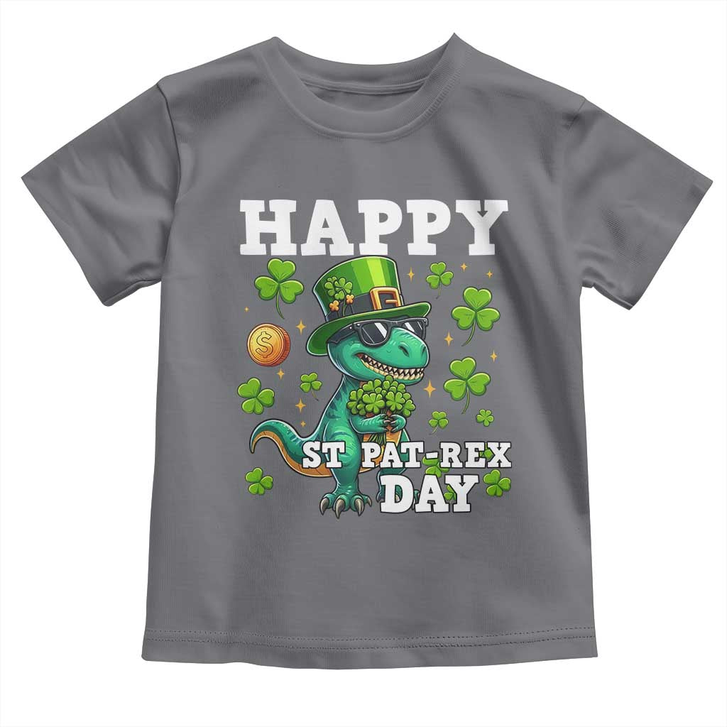 Happy St Pat Rex Day Toddler T Shirt St Patricks Day Dino Lover TS12 Charcoal Print Your Wear