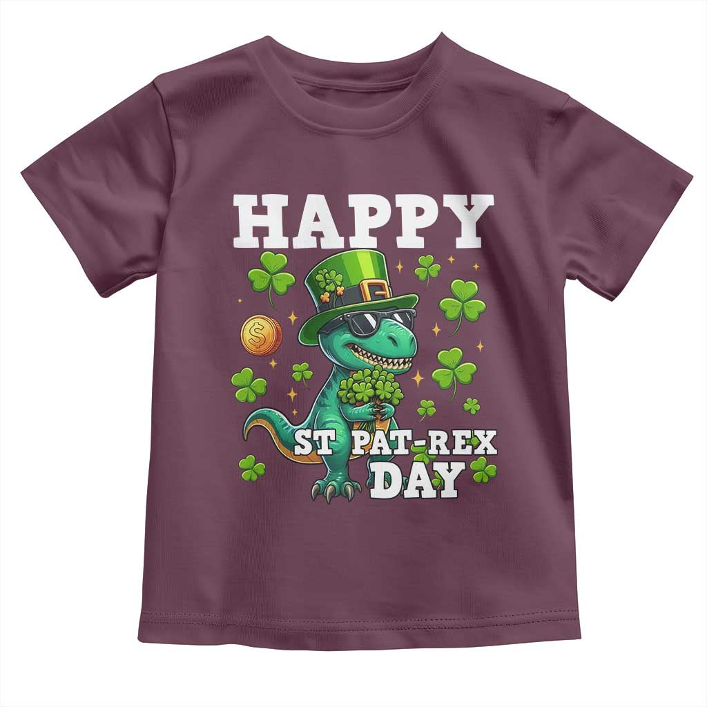 Happy St Pat Rex Day Toddler T Shirt St Patricks Day Dino Lover TS12 Maroon Print Your Wear