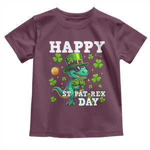 Happy St Pat Rex Day Toddler T Shirt St Patricks Day Dino Lover TS12 Maroon Print Your Wear