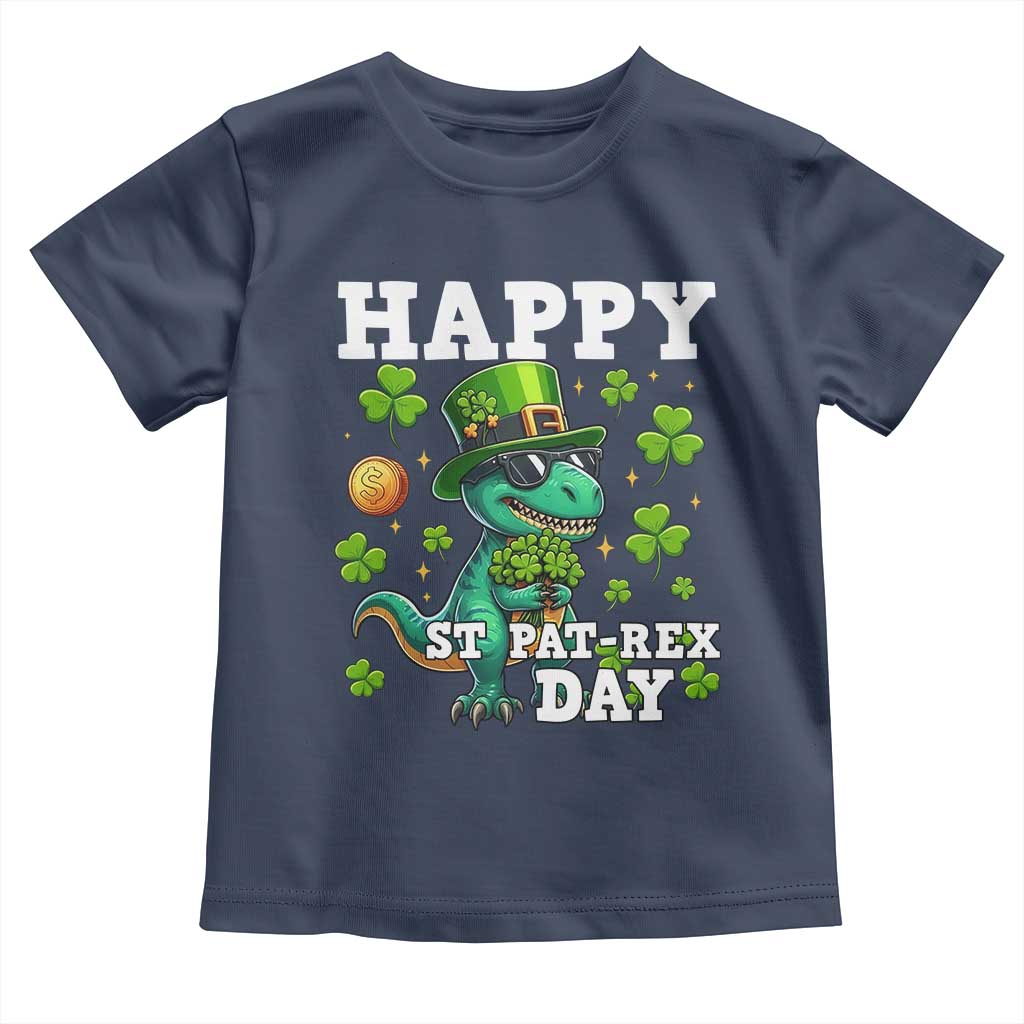 Happy St Pat Rex Day Toddler T Shirt St Patricks Day Dino Lover TS12 Navy Print Your Wear
