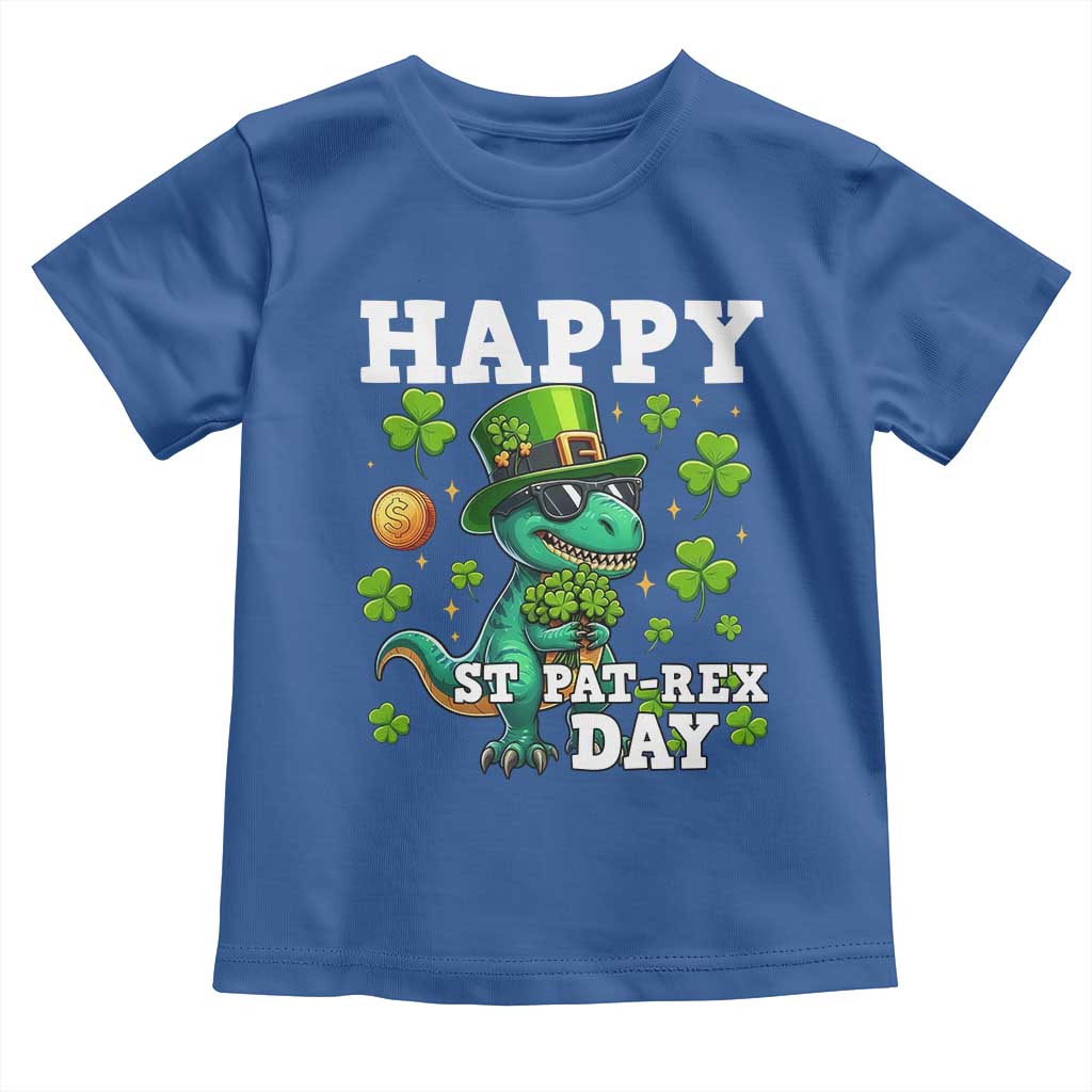 Happy St Pat Rex Day Toddler T Shirt St Patricks Day Dino Lover TS12 Royal Blue Print Your Wear