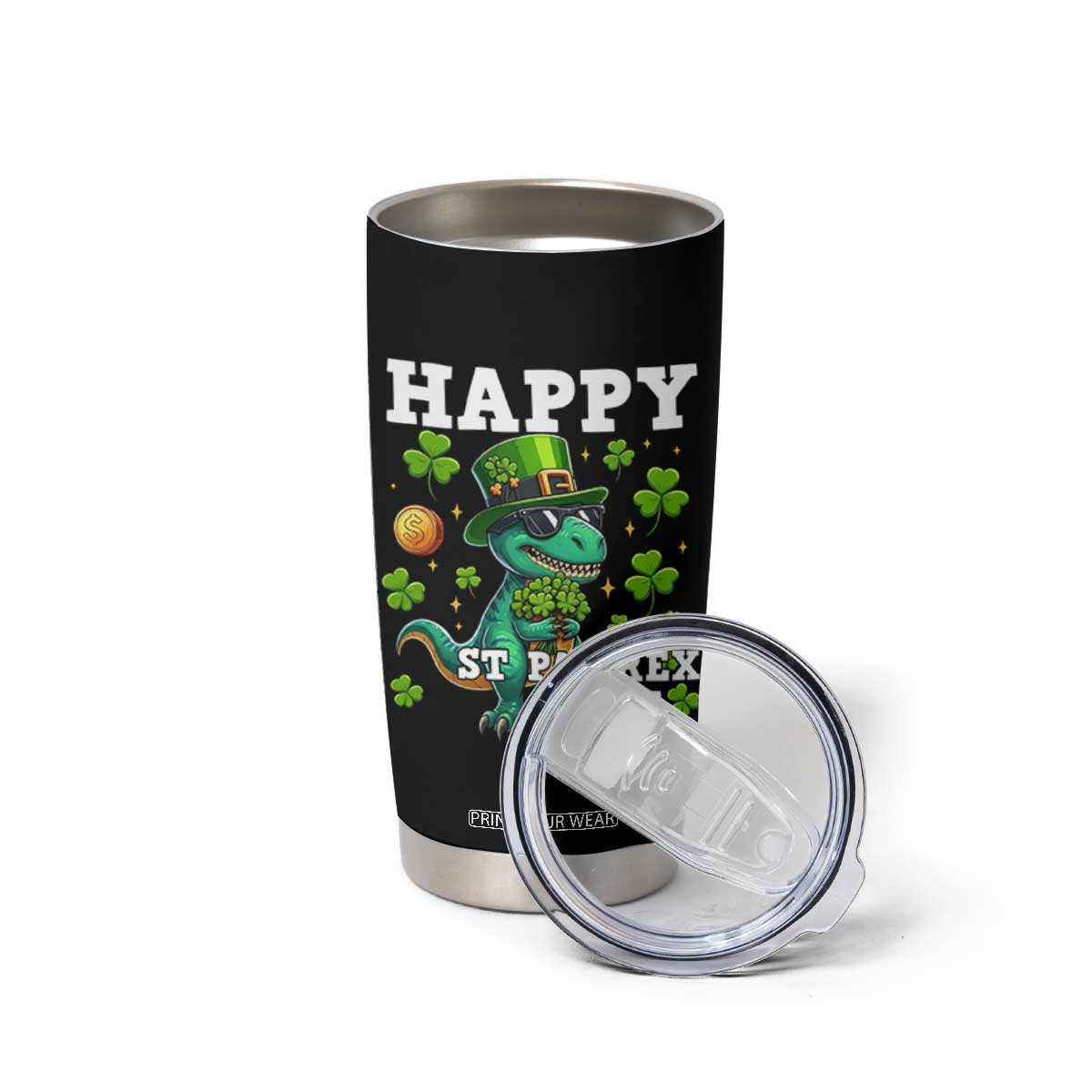 Happy St Pat Rex Day Tumbler Cup St Patricks Day Dino Lover TS12 Print Your Wear