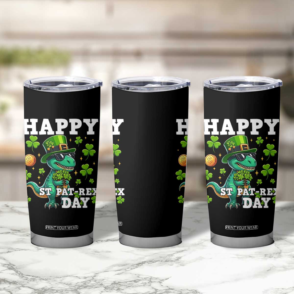 Happy St Pat Rex Day Tumbler Cup St Patricks Day Dino Lover TS12 Print Your Wear