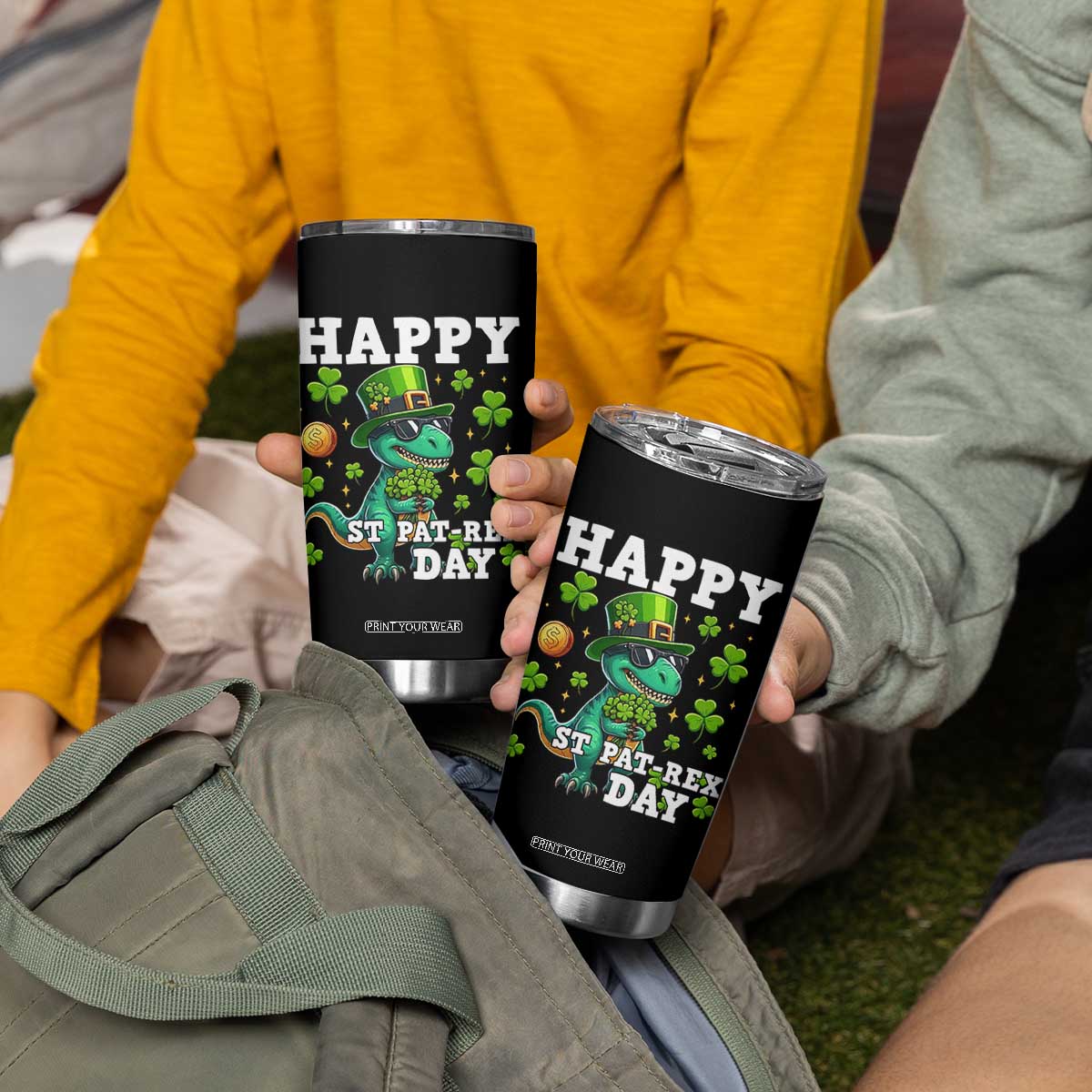 Happy St Pat Rex Day Tumbler Cup St Patricks Day Dino Lover TS12 Print Your Wear