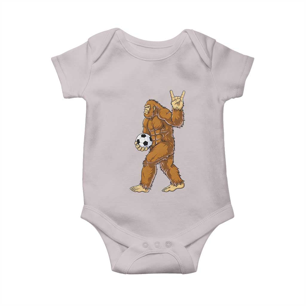Funny Bigfoot Soccer Player Baby Onesie Folklore Cryptid Gift TS12 Ice Gray Print Your Wear