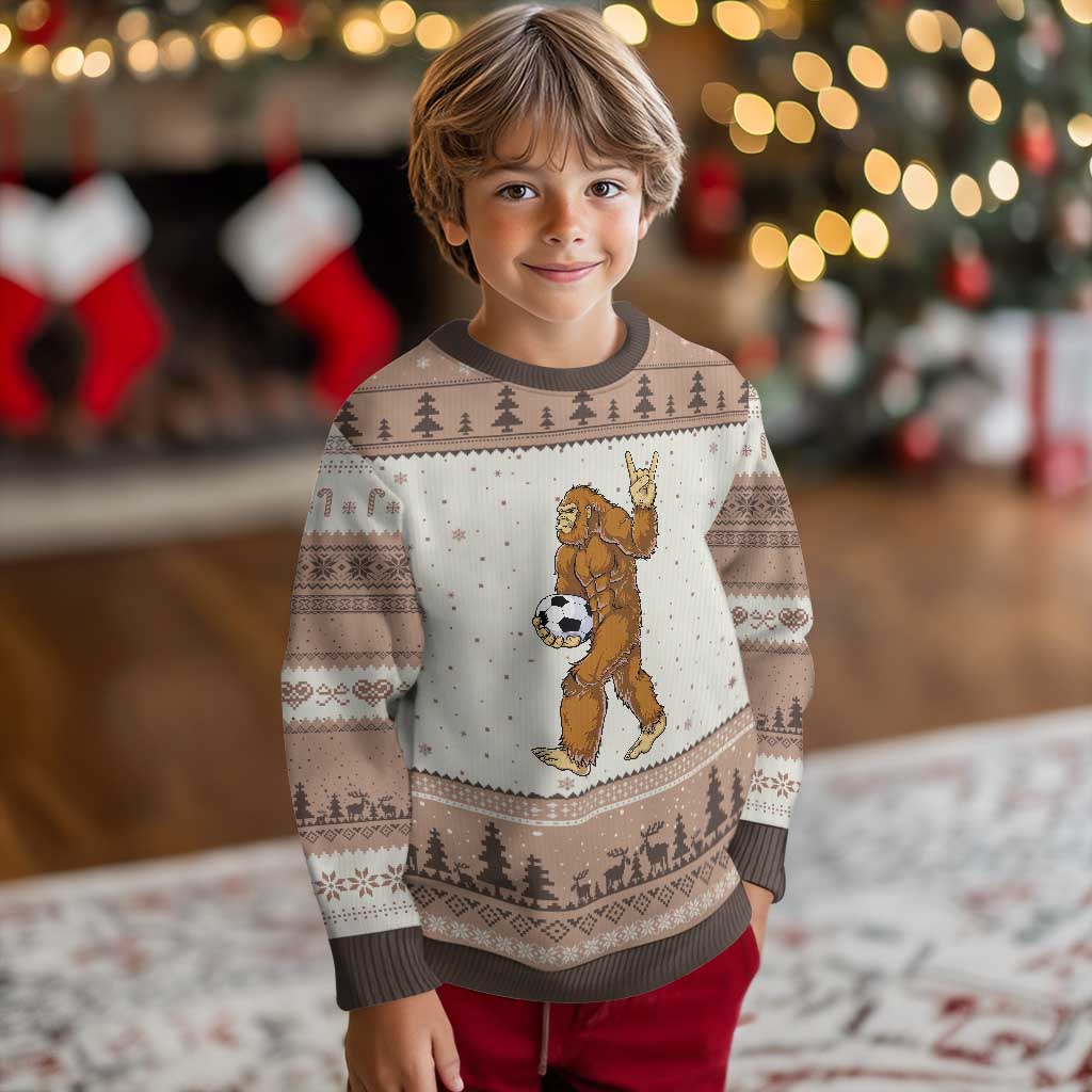 Funny Bigfoot Soccer Player Ugly Christmas Sweater Folklore Cryptid Gift TS12 Mocha Mousse Print Your Wear
