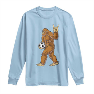 Funny Bigfoot Soccer Player Long Sleeve Shirt Folklore Cryptid Gift TS12 Light Blue Print Your Wear