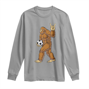 Funny Bigfoot Soccer Player Long Sleeve Shirt Folklore Cryptid Gift TS12 Sport Gray Print Your Wear