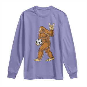 Funny Bigfoot Soccer Player Long Sleeve Shirt Folklore Cryptid Gift TS12 Violet Print Your Wear
