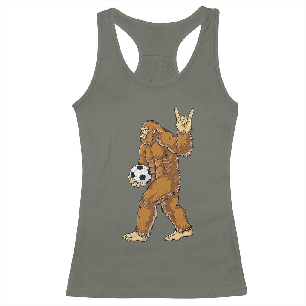Funny Bigfoot Soccer Player Racerback Tank Top Folklore Cryptid Gift TS12 Military Green Print Your Wear