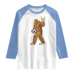 Funny Bigfoot Soccer Player Raglan Shirt Folklore Cryptid Gift TS12 White Carolina Blue Print Your Wear