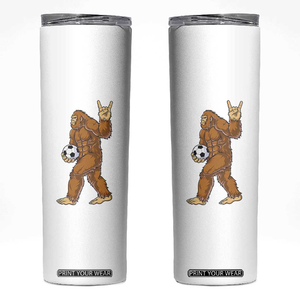 Funny Bigfoot Soccer Player Skinny Tumbler Folklore Cryptid Gift TS12 White Print Your Wear