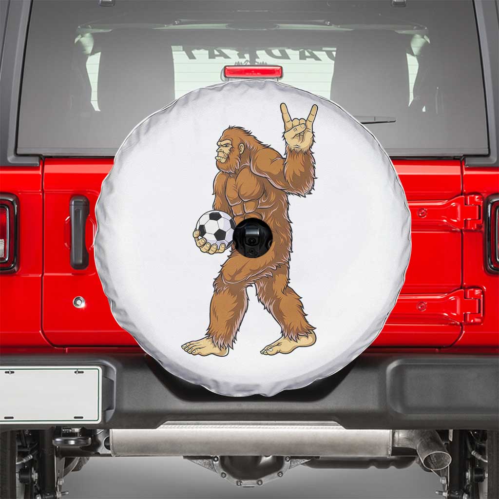 Funny Bigfoot Soccer Player Spare Tire Cover Folklore Cryptid Gift TS12 White Print Your Wear