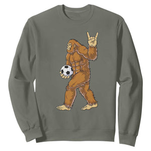 Funny Bigfoot Soccer Player Sweatshirt Folklore Cryptid Gift TS12 Military Green Print Your Wear