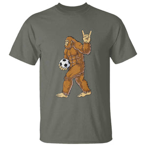 Funny Bigfoot Soccer Player T Shirt Folklore Cryptid Gift TS12 Military Green Print Your Wear