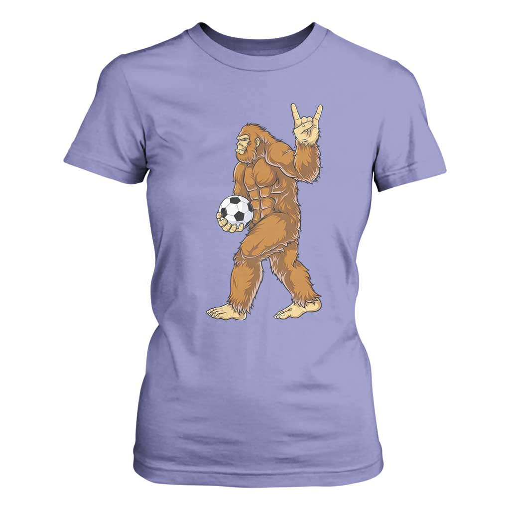 Funny Bigfoot Soccer Player T Shirt For Women Folklore Cryptid Gift TS12 Violet Print Your Wear