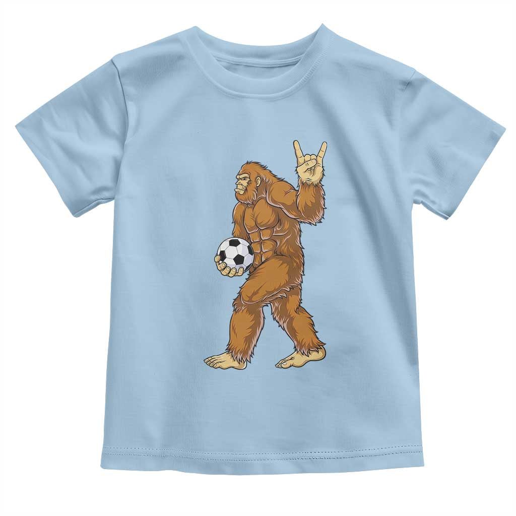 Funny Bigfoot Soccer Player Toddler T Shirt Folklore Cryptid Gift TS12 Light Blue Print Your Wear