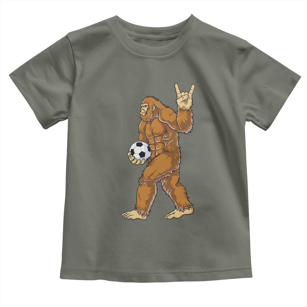 Funny Bigfoot Soccer Player Toddler T Shirt Folklore Cryptid Gift TS12 Military Green Print Your Wear
