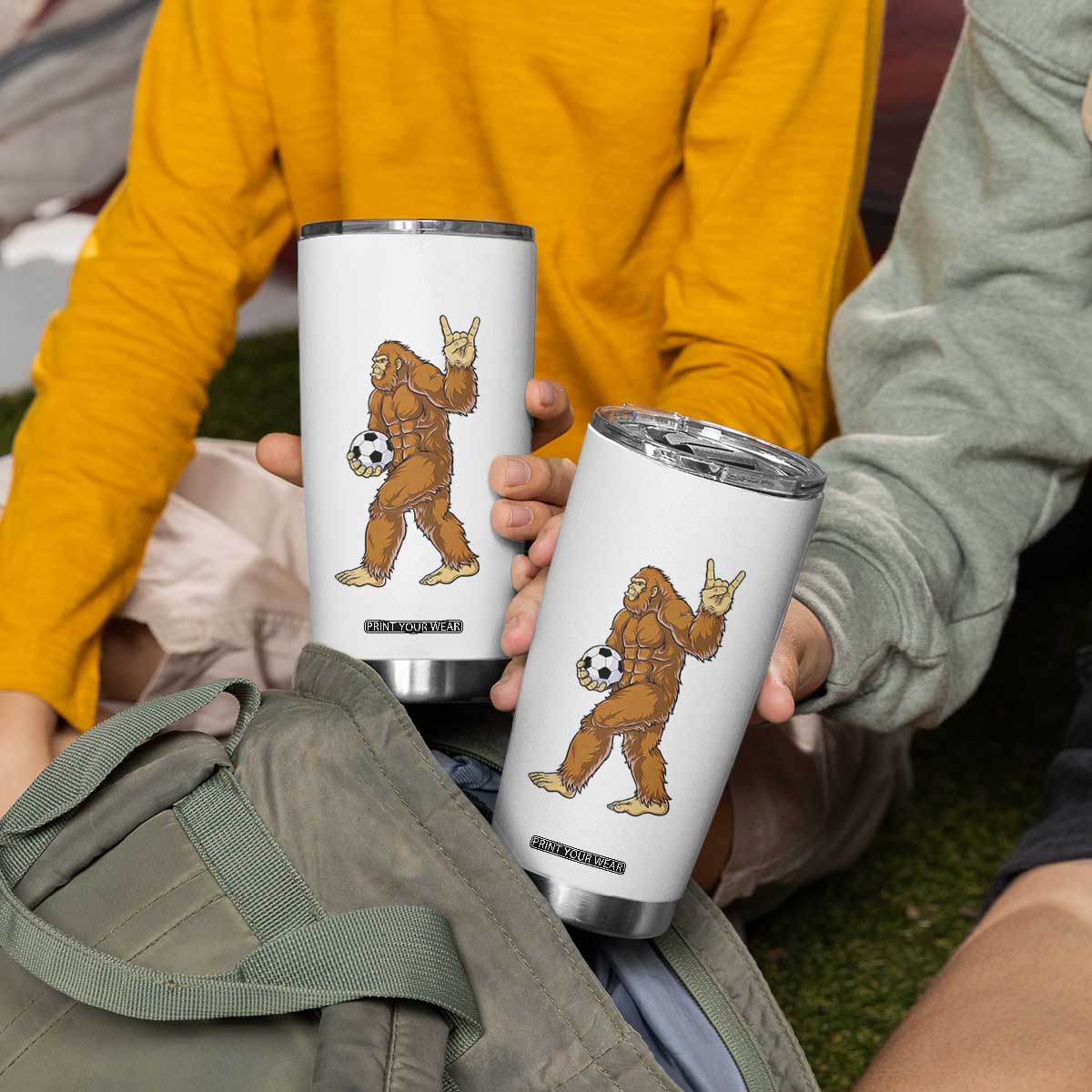 Funny Bigfoot Soccer Player Tumbler Cup Folklore Cryptid Gift TS12 Print Your Wear