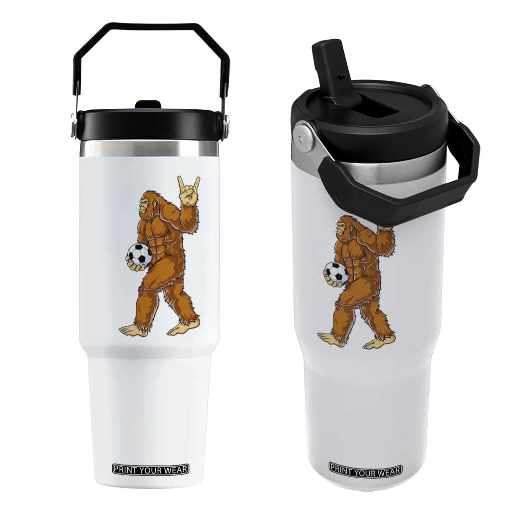 Funny Bigfoot Soccer Player Flip Straw Tumbler Folklore Cryptid Gift TS12 One Size: 30 oz White Print Your Wear