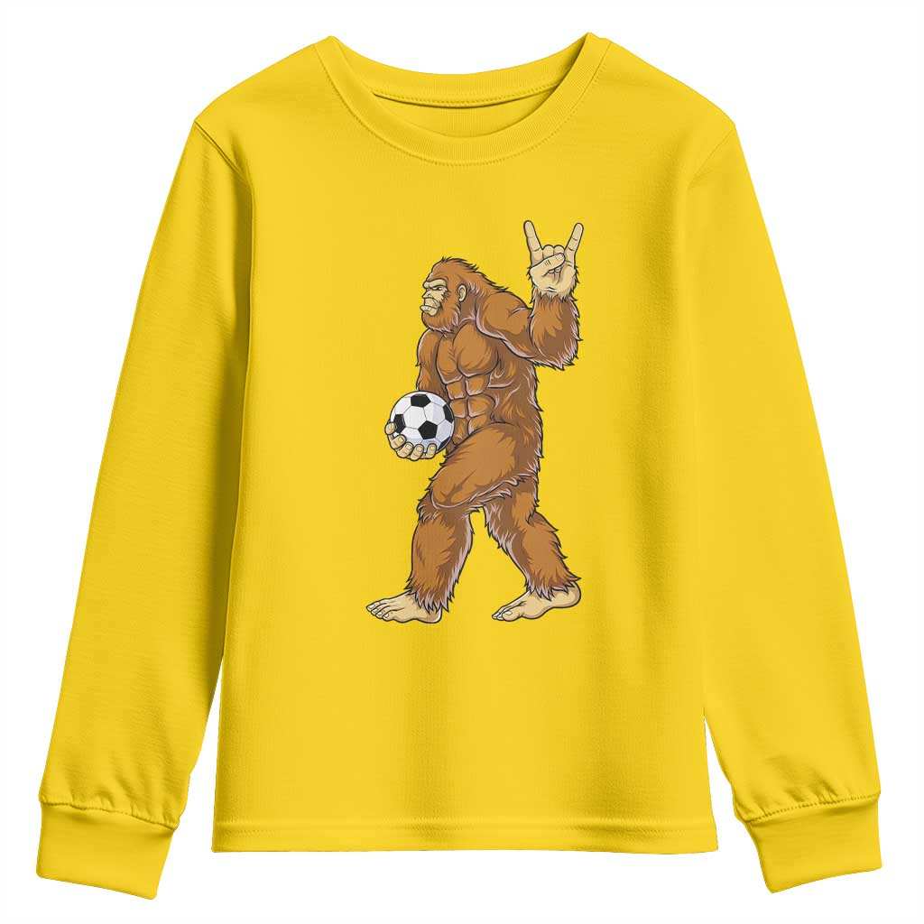 Funny Bigfoot Soccer Player Youth Sweatshirt Folklore Cryptid Gift TS12 Daisy Print Your Wear