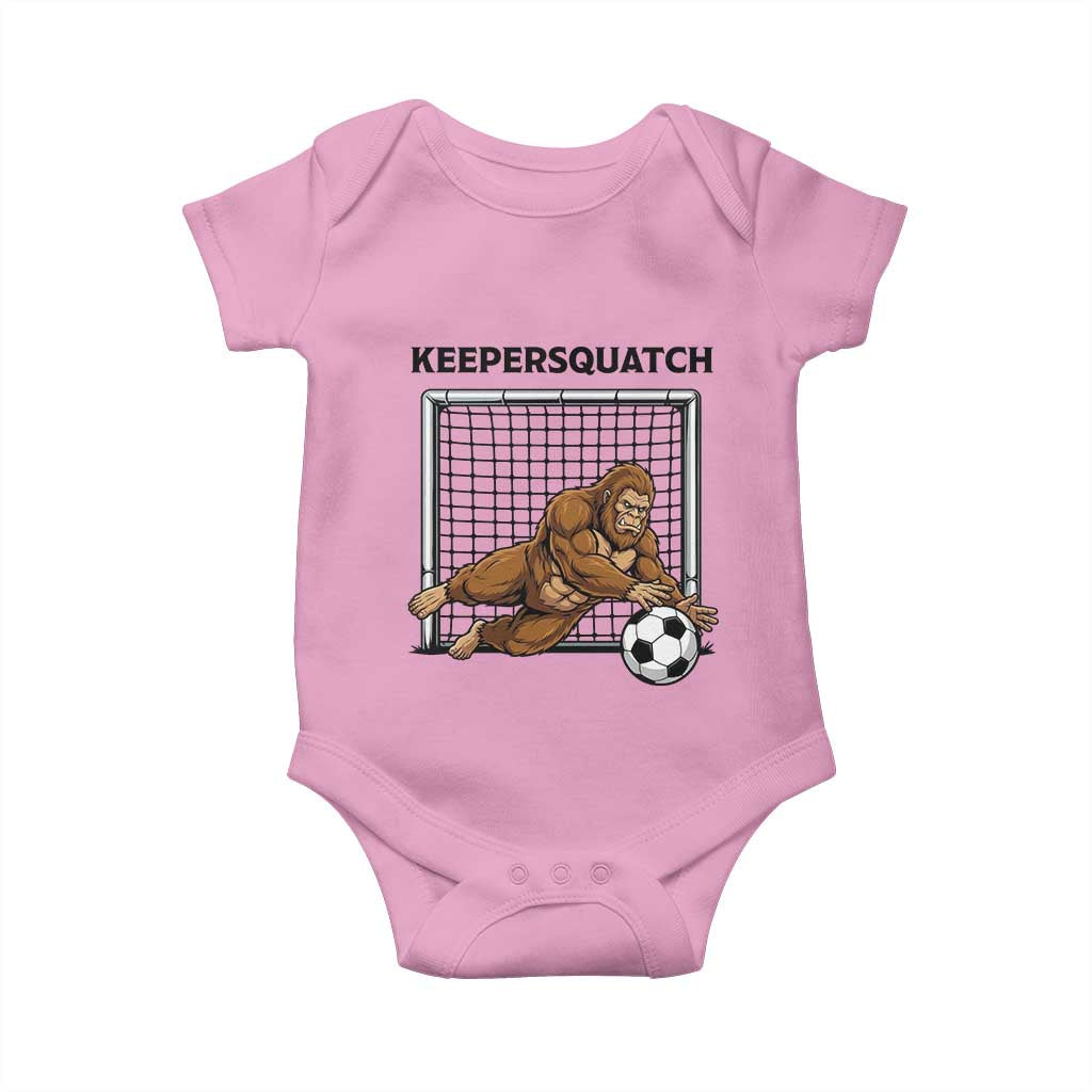 Funny Bigfoot Soccer Goalkeeper Baby Onesie Keepersquatch TS12 Light Pink Print Your Wear