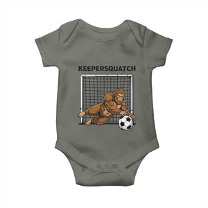 Funny Bigfoot Soccer Goalkeeper Baby Onesie Keepersquatch TS12 Military Green Print Your Wear