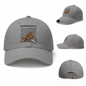 Funny Bigfoot Soccer Goalkeeper Baseball Cap Keepersquatch TS12 Baseball Cap Universal Fit Sport Gray Print Your Wear