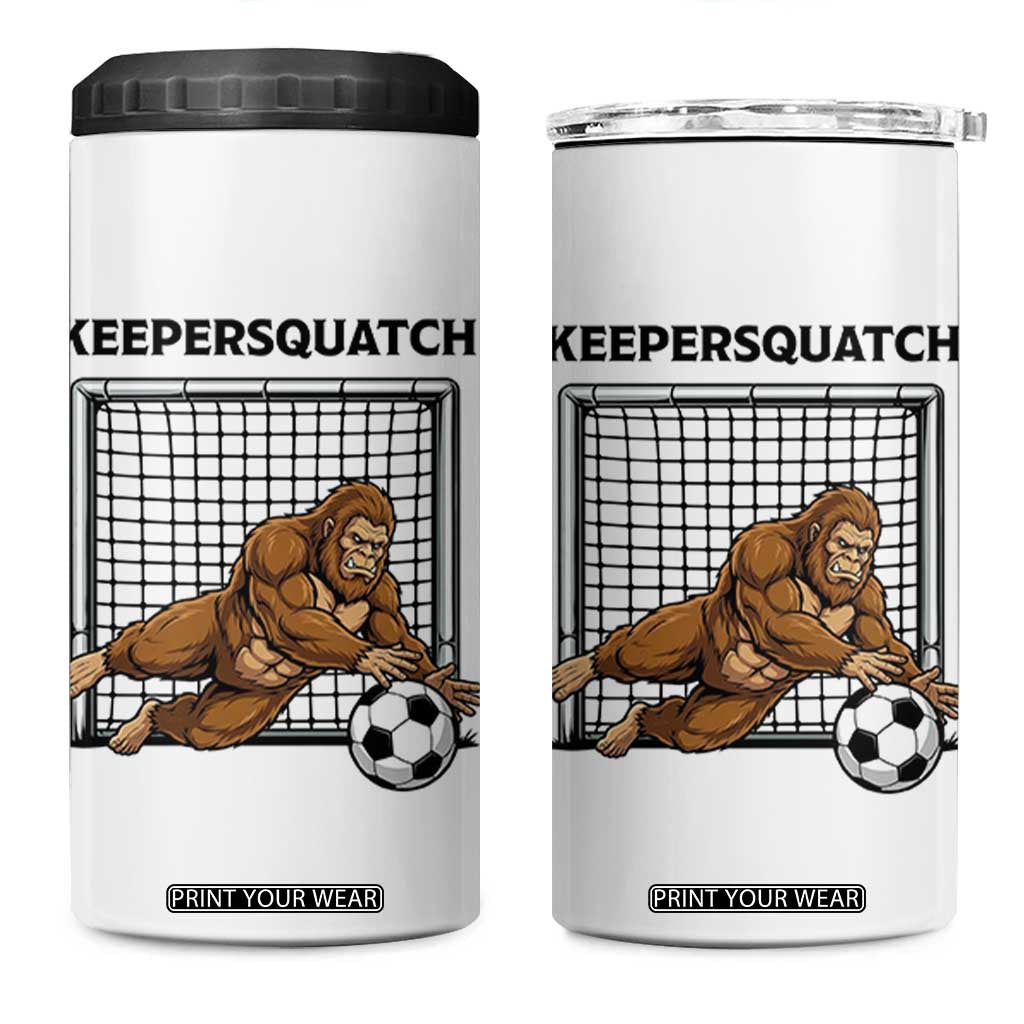 Funny Bigfoot Soccer Goalkeeper 4 in 1 Can Cooler Tumbler Keepersquatch TS12 One Size: 16 oz White Print Your Wear
