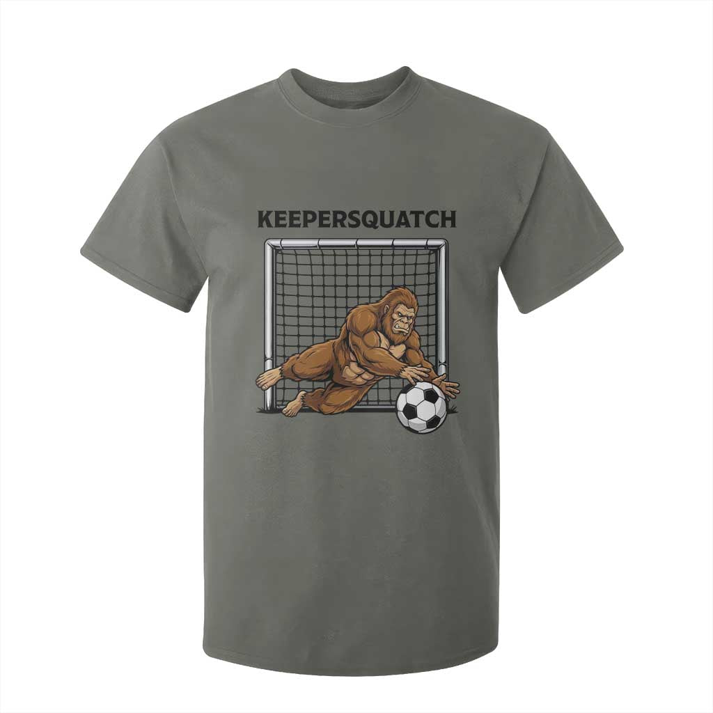 Funny Bigfoot Soccer Goalkeeper T Shirt For Kid Keepersquatch TS12 Military Green Print Your Wear