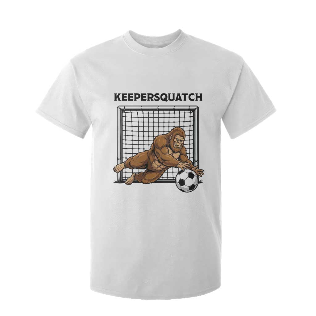 Funny Bigfoot Soccer Goalkeeper T Shirt For Kid Keepersquatch TS12 White Print Your Wear