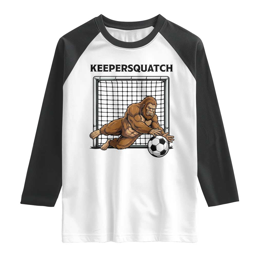 Funny Bigfoot Soccer Goalkeeper Raglan Shirt Keepersquatch TS12 White Black Print Your Wear