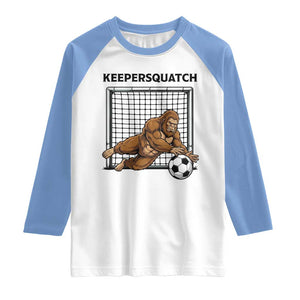 Funny Bigfoot Soccer Goalkeeper Raglan Shirt Keepersquatch TS12 White Carolina Blue Print Your Wear