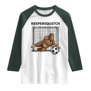 Funny Bigfoot Soccer Goalkeeper Raglan Shirt Keepersquatch TS12 White Dark Forest Green Print Your Wear