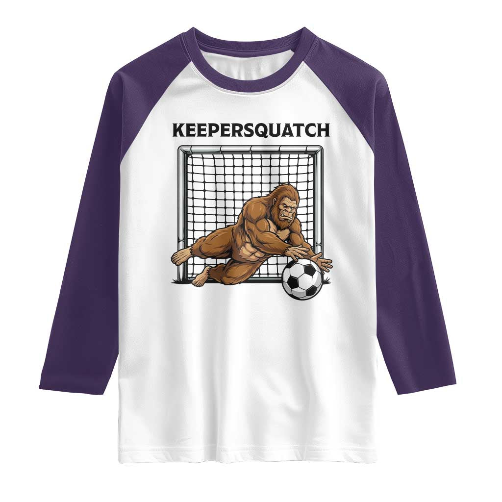Funny Bigfoot Soccer Goalkeeper Raglan Shirt Keepersquatch TS12 White Purple Print Your Wear
