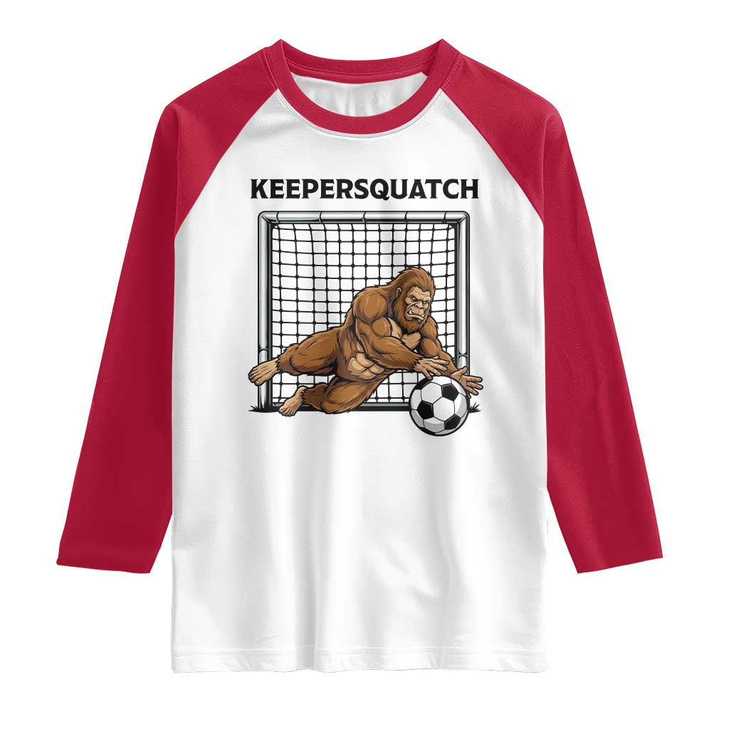 Funny Bigfoot Soccer Goalkeeper Raglan Shirt Keepersquatch TS12 White Red Print Your Wear