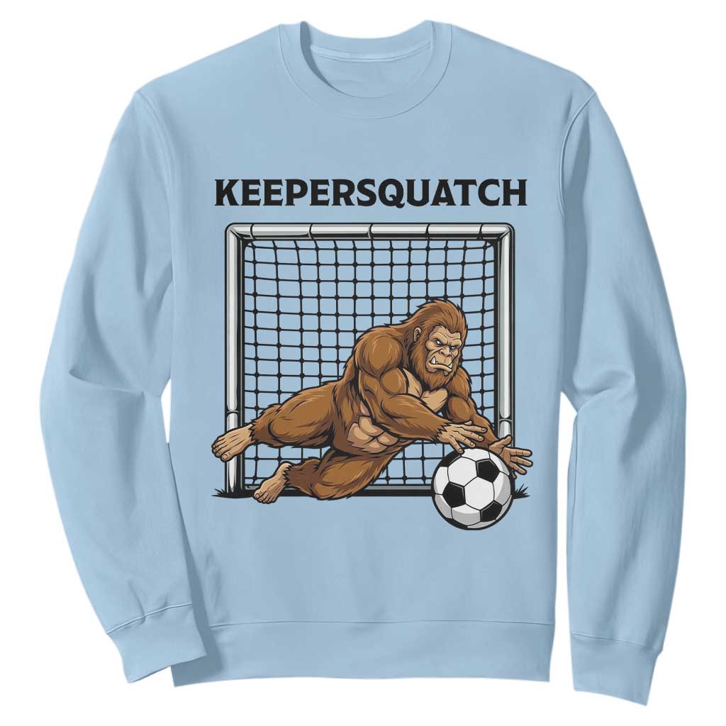 Funny Bigfoot Soccer Goalkeeper Sweatshirt Keepersquatch TS12 Light Blue Print Your Wear