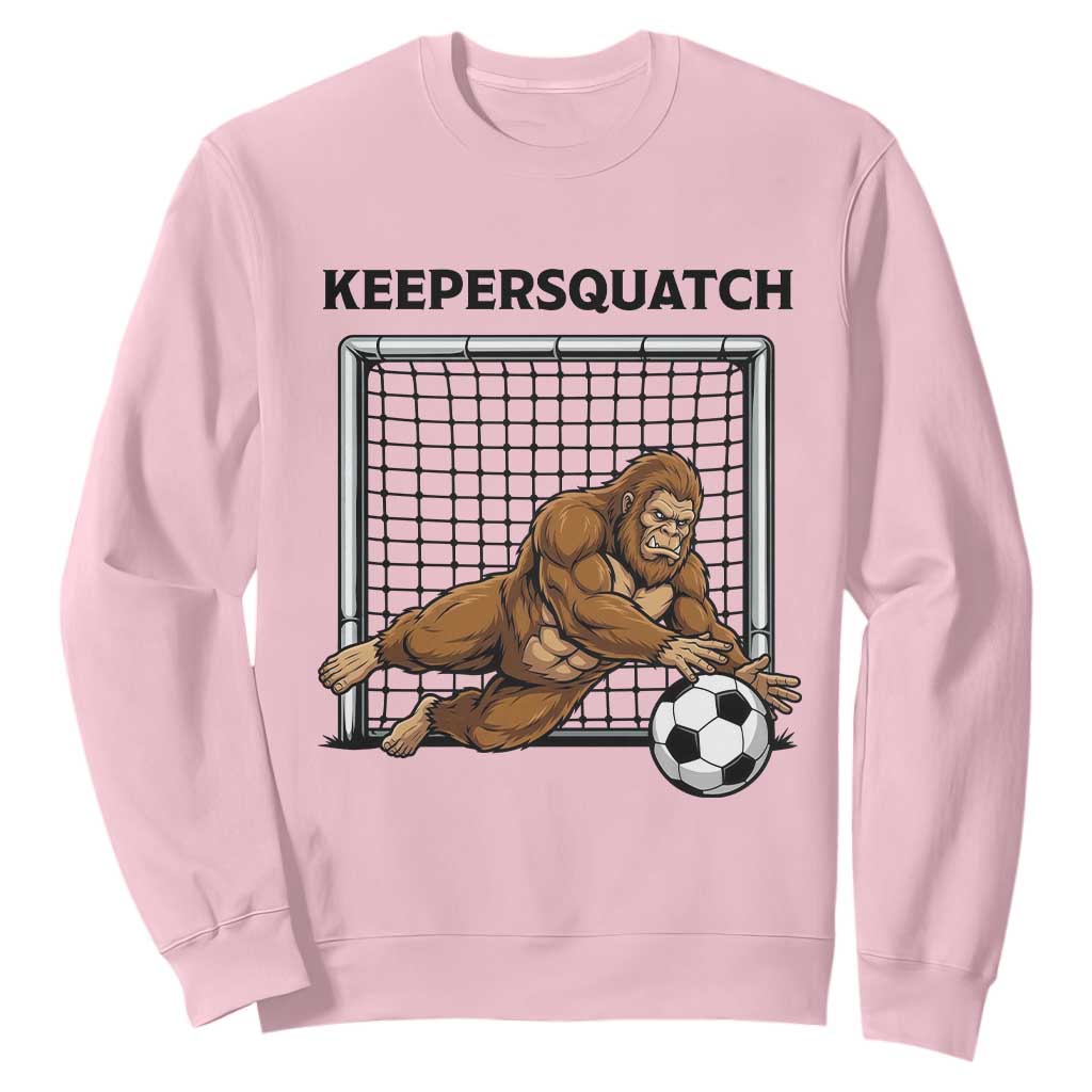 Funny Bigfoot Soccer Goalkeeper Sweatshirt Keepersquatch TS12 Light Pink Print Your Wear