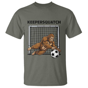 Funny Bigfoot Soccer Goalkeeper T Shirt Keepersquatch TS12 Military Green Print Your Wear