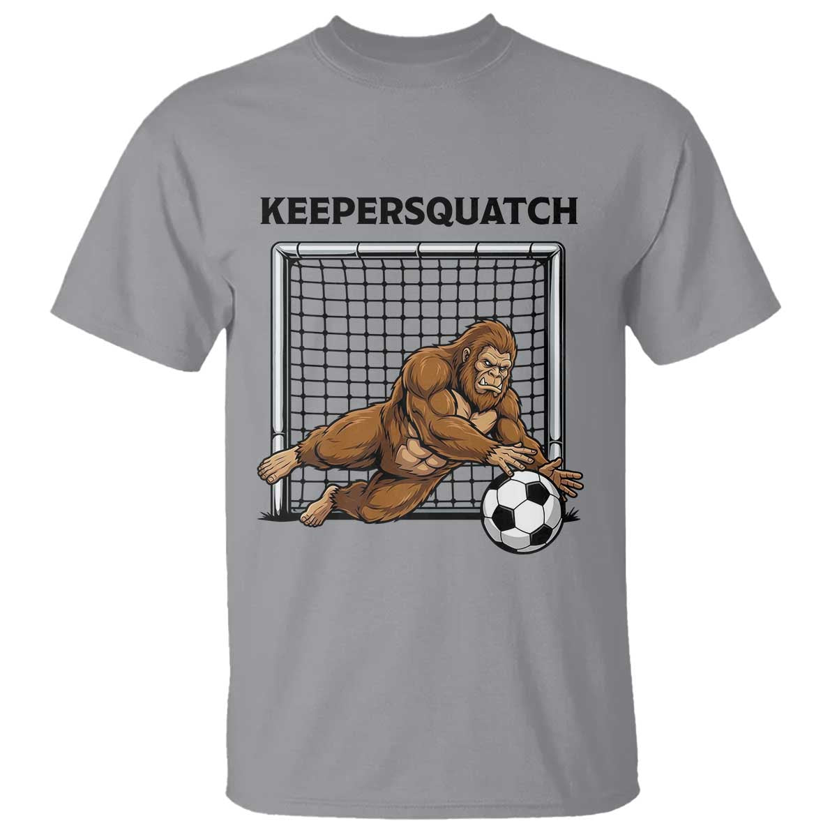Funny Bigfoot Soccer Goalkeeper T Shirt Keepersquatch TS12 Sport Gray Print Your Wear