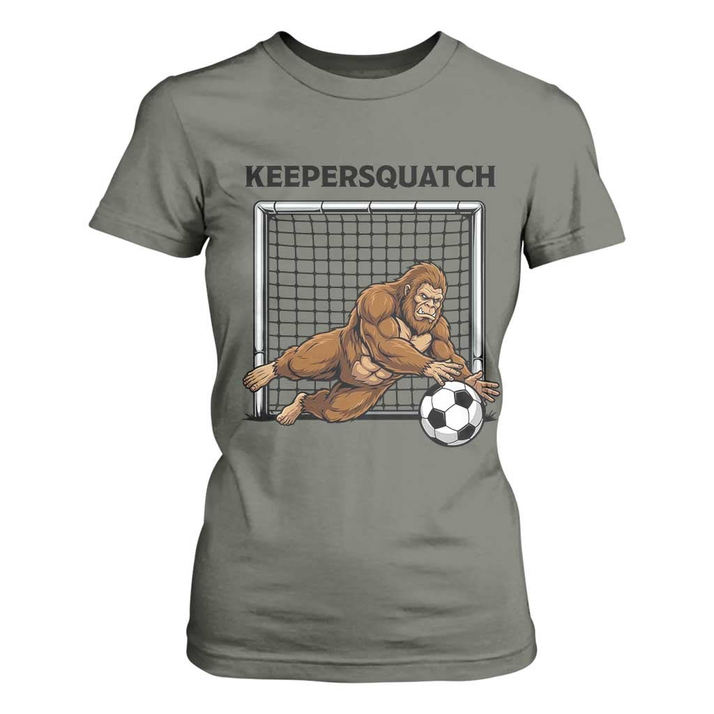 Funny Bigfoot Soccer Goalkeeper T Shirt For Women Keepersquatch TS12 Military Green Print Your Wear