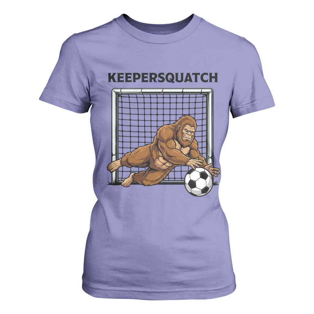 Funny Bigfoot Soccer Goalkeeper T Shirt For Women Keepersquatch TS12 Violet Print Your Wear