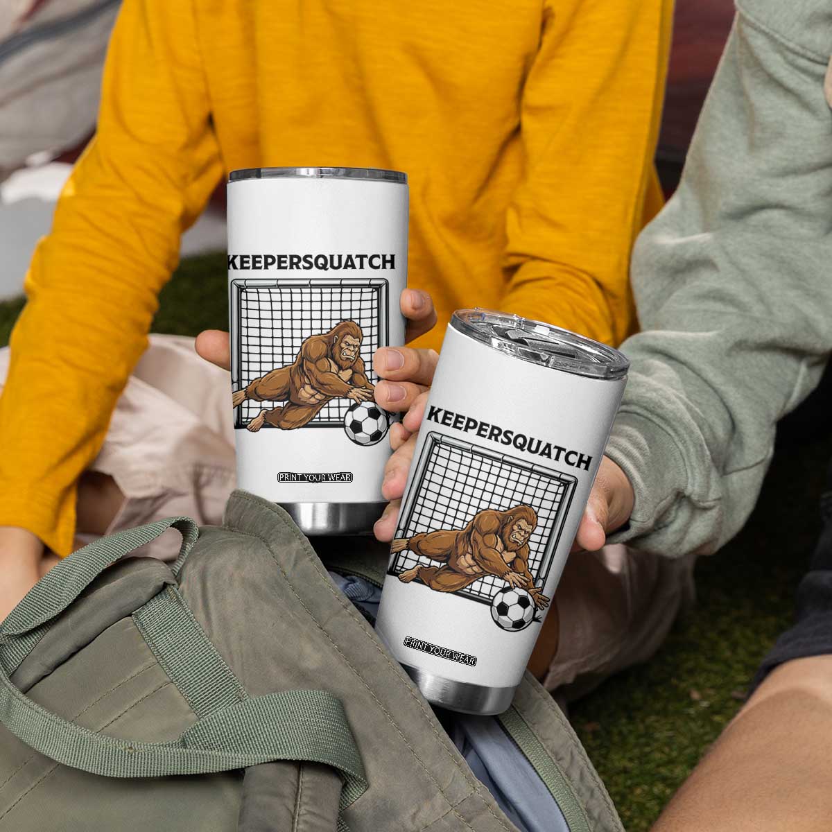 Funny Bigfoot Soccer Goalkeeper Tumbler Cup Keepersquatch TS12 Print Your Wear
