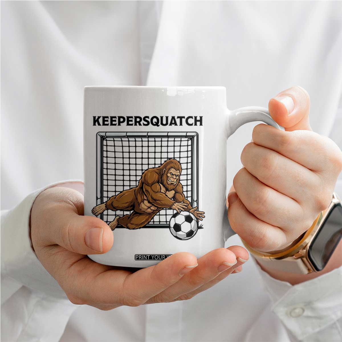 Funny Bigfoot Soccer Goalkeeper Coffee Mug Keepersquatch TS12 Print Your Wear