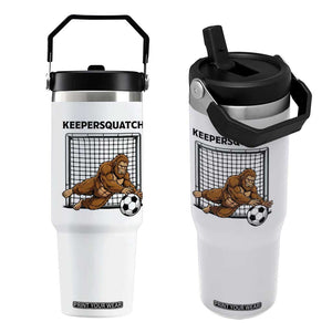 Funny Bigfoot Soccer Goalkeeper Flip Straw Tumbler Keepersquatch TS12 One Size: 30 oz White Print Your Wear