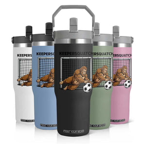 Funny Bigfoot Soccer Goalkeeper Flip Straw Tumbler Keepersquatch TS12 Print Your Wear